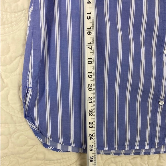 NEW Old Navy The Classic Shirt Blue White Stripe Button Down Cotton Sz Large - Picture 6 of 9